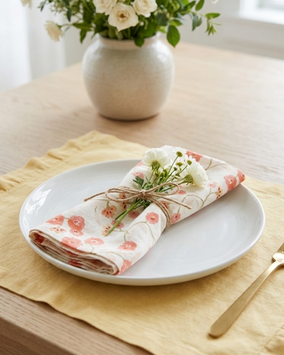 Set Of 2 - Mimo Flower Cotton Napkin