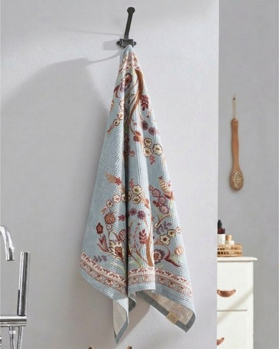 Khwaab Blue Cotton Waffle Bath Towel