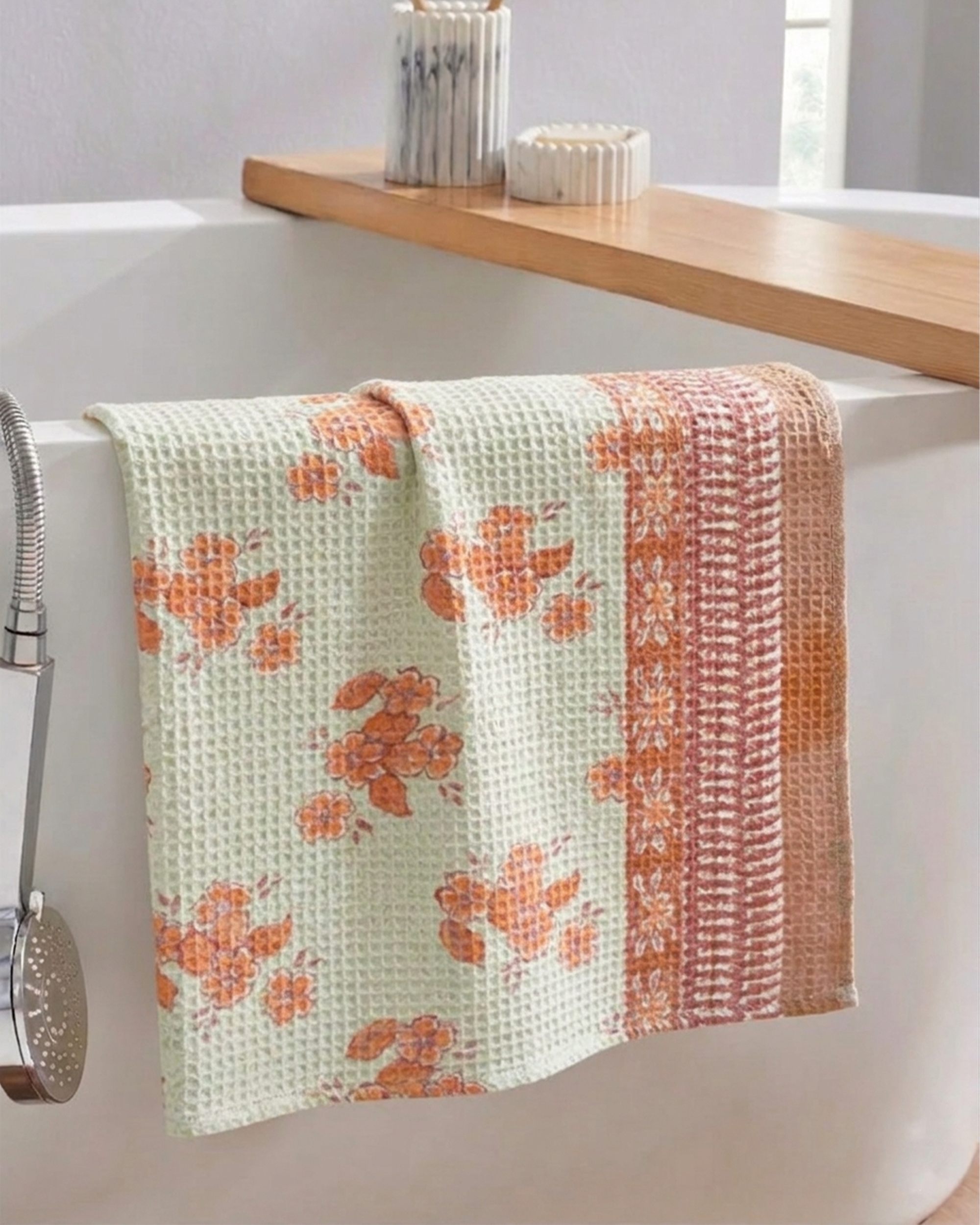 Mimo Pink Flower Hand Towel | Set Of 2