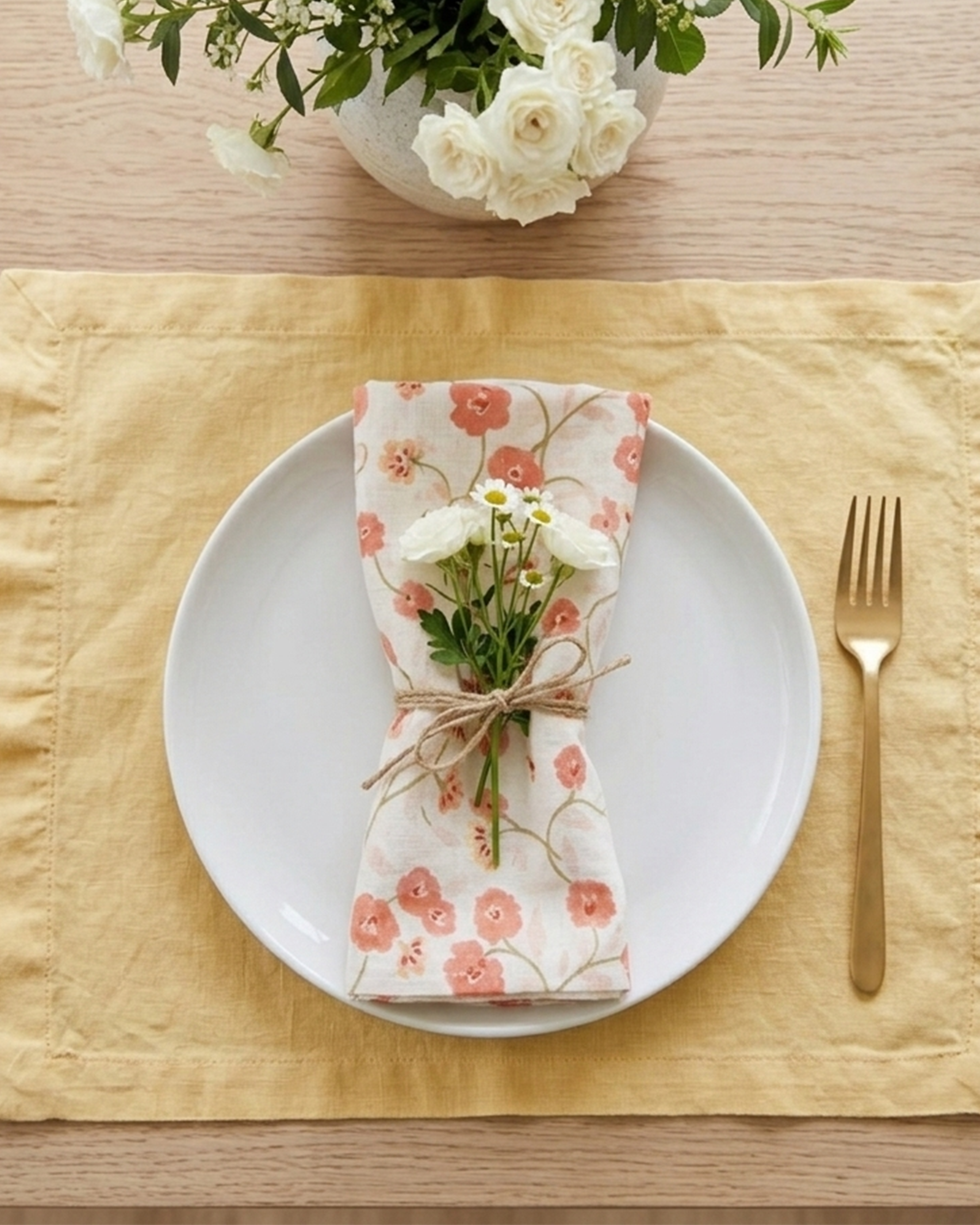 Set Of 2 - Mimo Flower Cotton Napkin