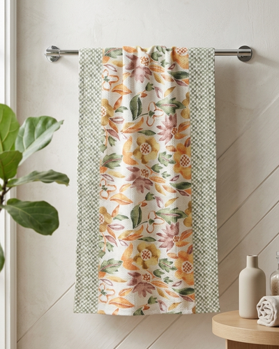 Dancing Floral Cotton Waffle Bath Towel