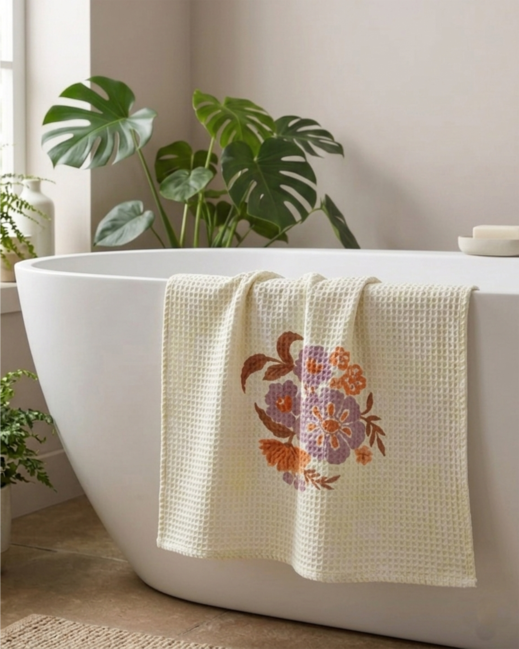 Mimo Pink Flower Hand Towel | Set Of 2