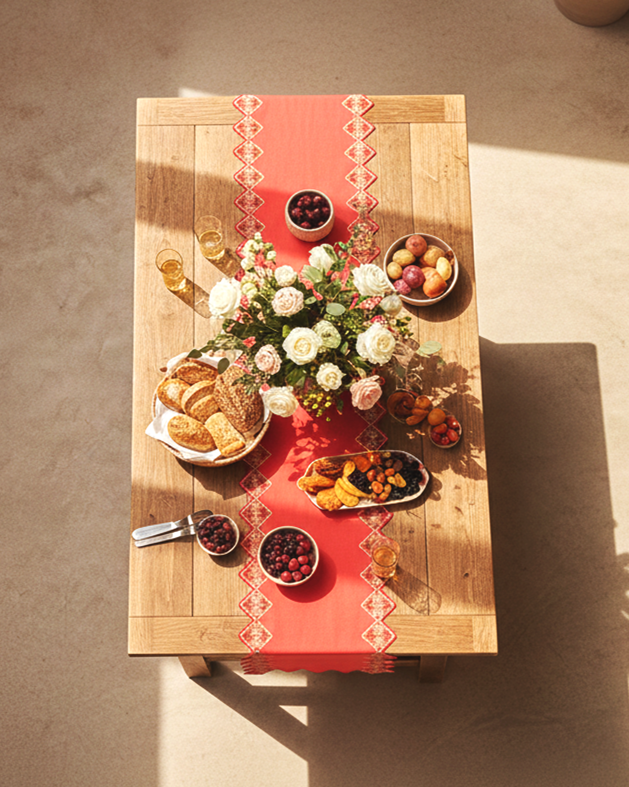 Mimo Festive Embroidered Table Runner- 13"x72"