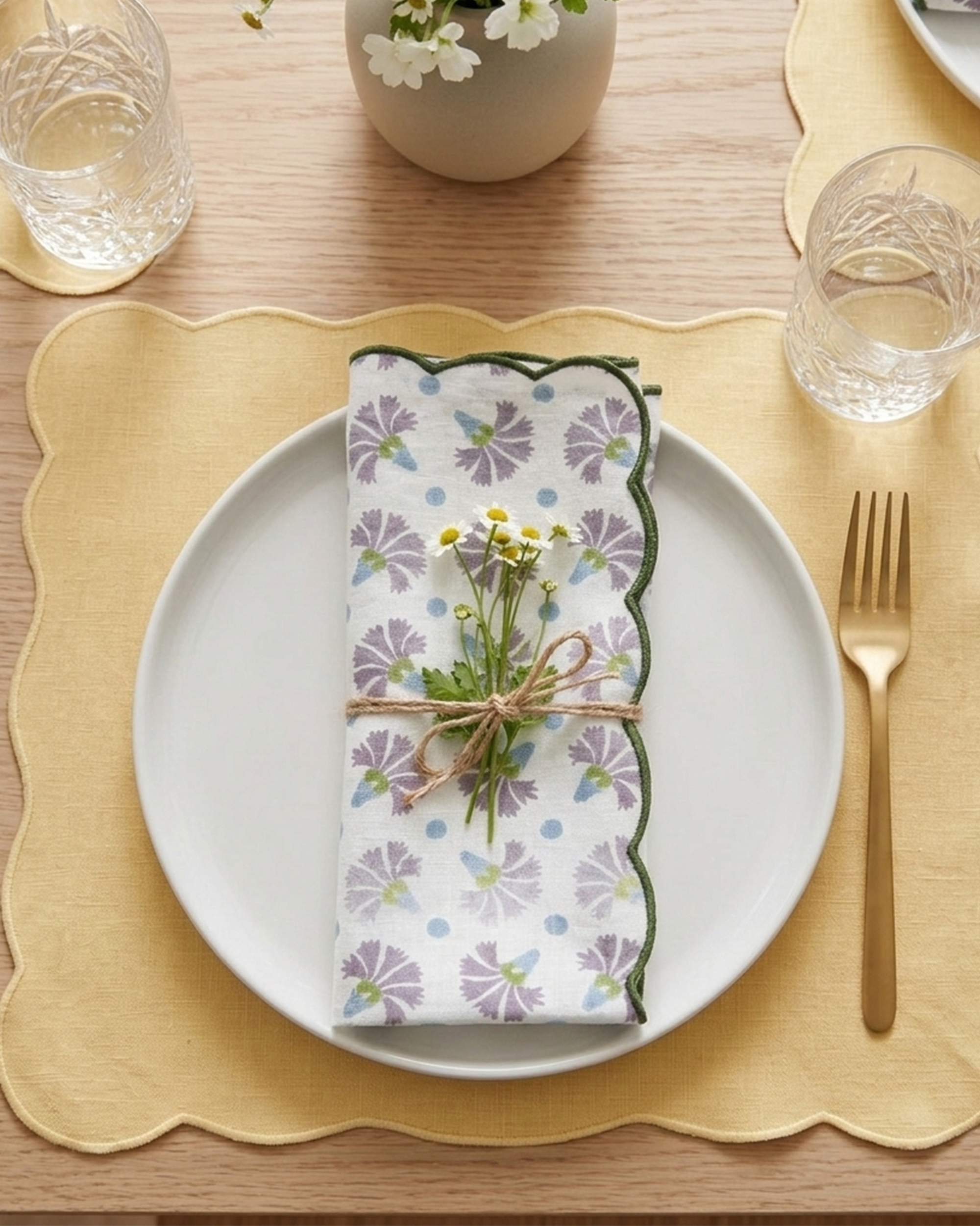 Set Of 2 - Raahat Buds Mauve Cotton Napkin