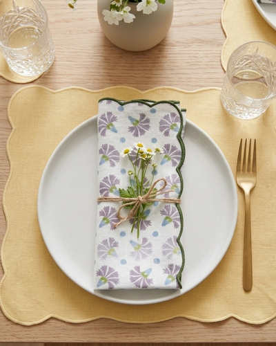 Set Of 2 - Raahat Buds Mauve Cotton Napkin