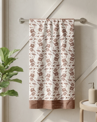 Khwaab Pink Cotton Waffle Bath Towel