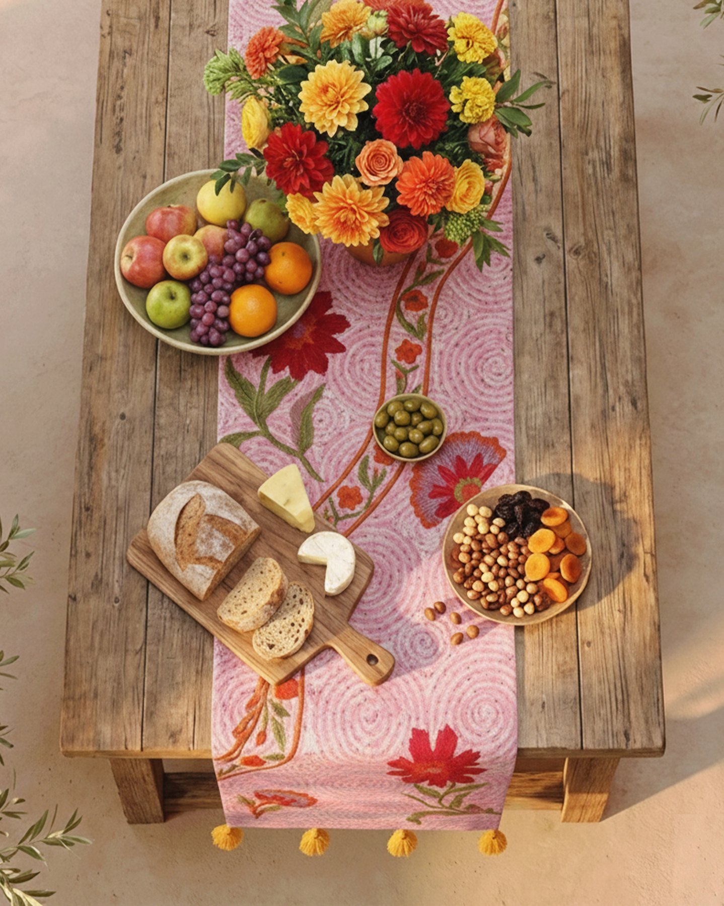Rahat Mauve Embroidered Table Runner - 13"X72"