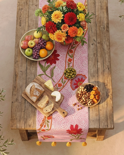 Rahat Mauve Embroidered Table Runner - 13"X72"