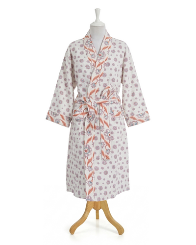 Rahat Flower Cotton Waffle Bathrobe