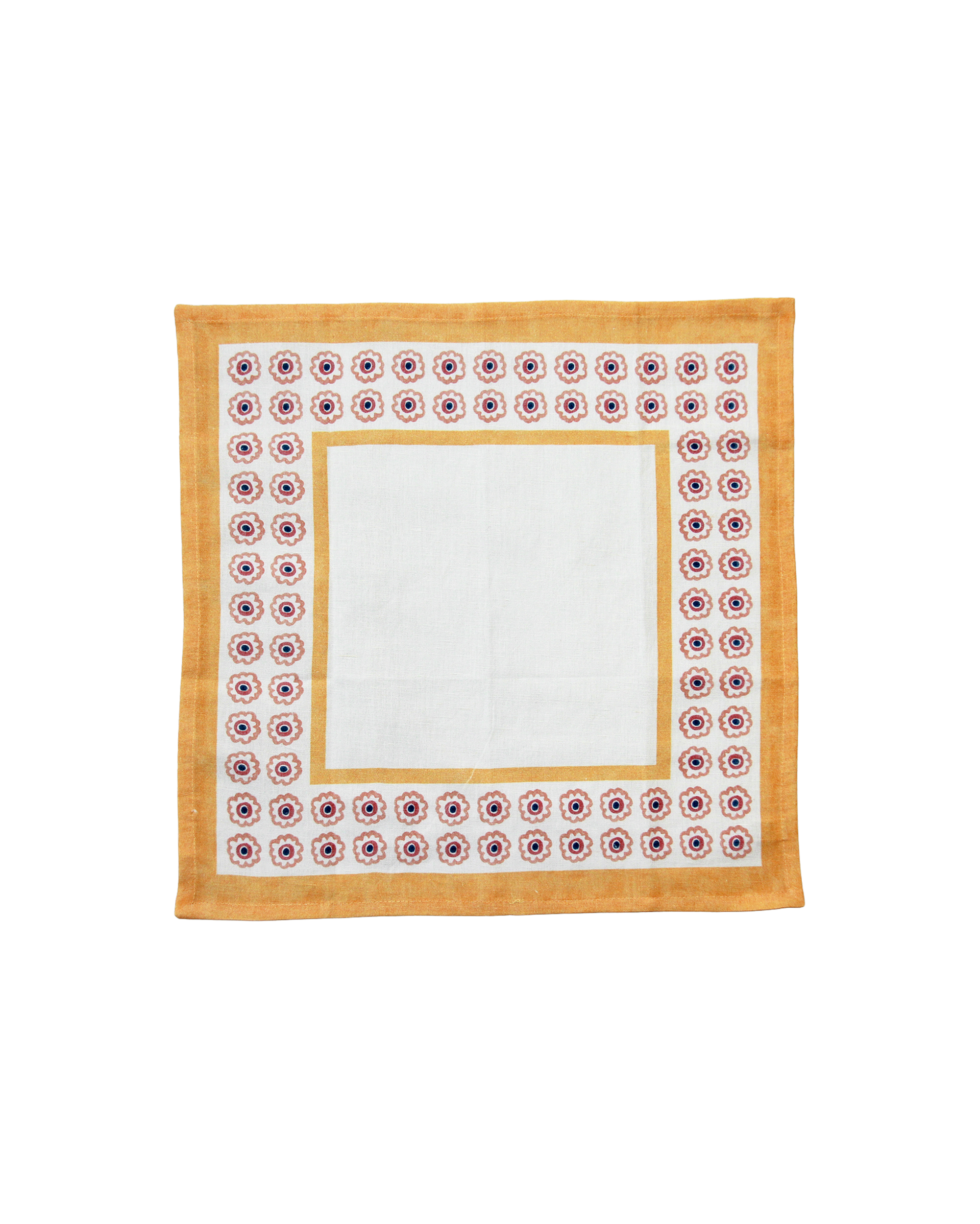 Set Of 2 - Raahat Yellow Flower Cotton Napkin
