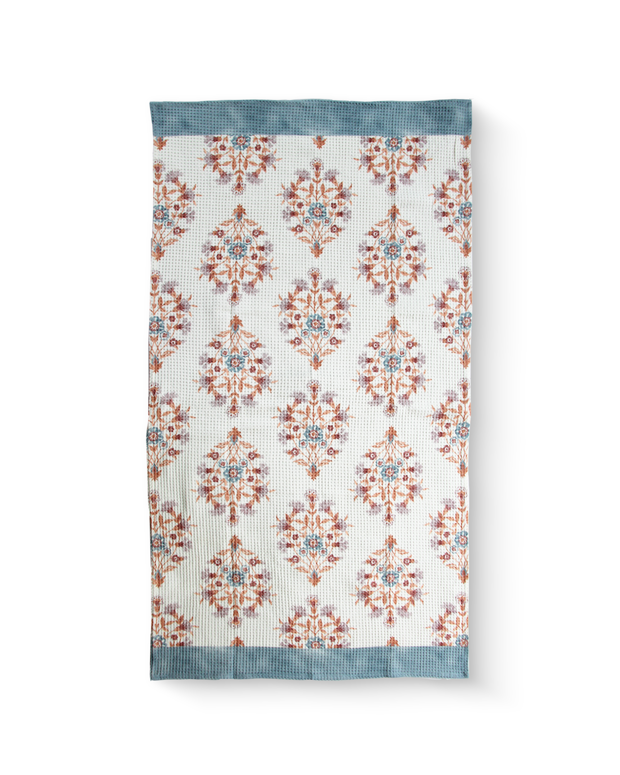 Rahat Buta Blue Cotton Waffle Bath Towel