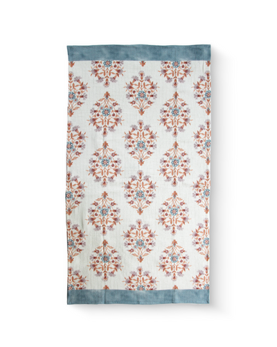 Rahat Buta Blue Cotton Waffle Bath Towel