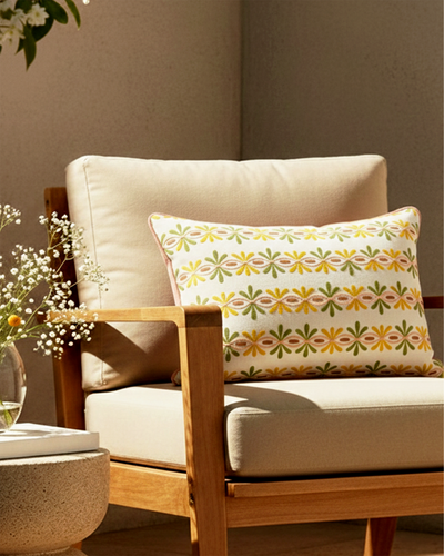 Mica Curves Yellow Cushion Cover