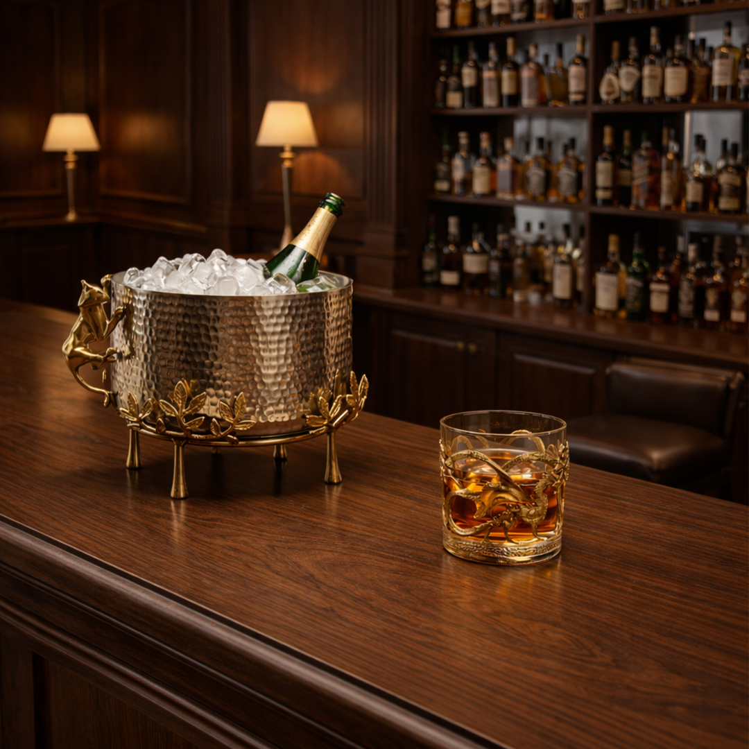 Viserion Whiskey Glass & Feral luxe - Ice Bucket With Ice Scooper