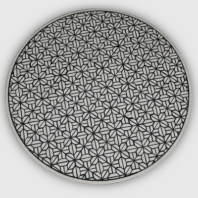 Ossein Iron New Center Table in Black & White Colour