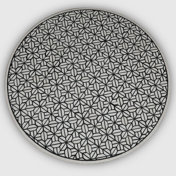 Ossein Iron New Center Table in Black & White Colour