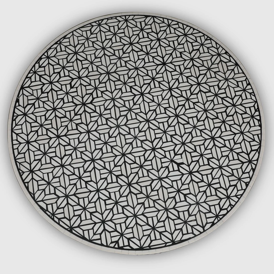 Ossein Iron New Center Table in Black & White Colour
