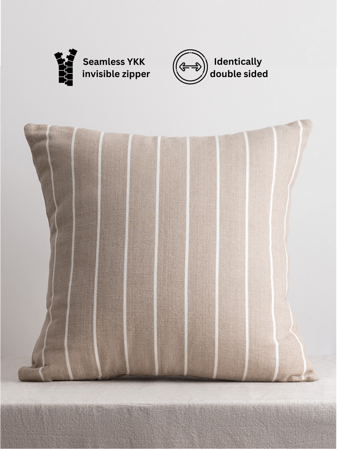 Atacama Brown & White Striped Cotton Cushion Cover