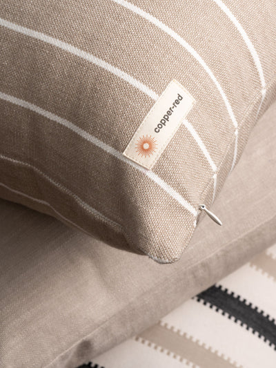 Atacama Brown & White Striped Cotton Cushion Cover