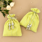 Green & Silver-Striped Batwa Bags - Medium (Set of 2)