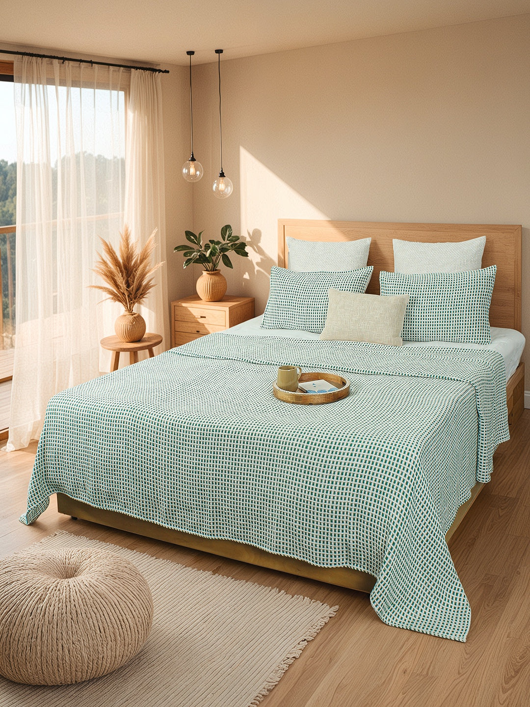 Girnar Double Bedcover (Green)