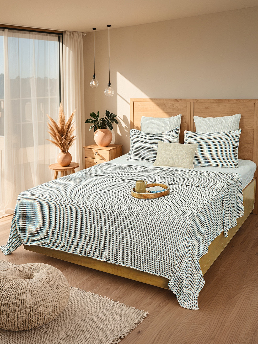 Girnar Double Bedcover (Grey)