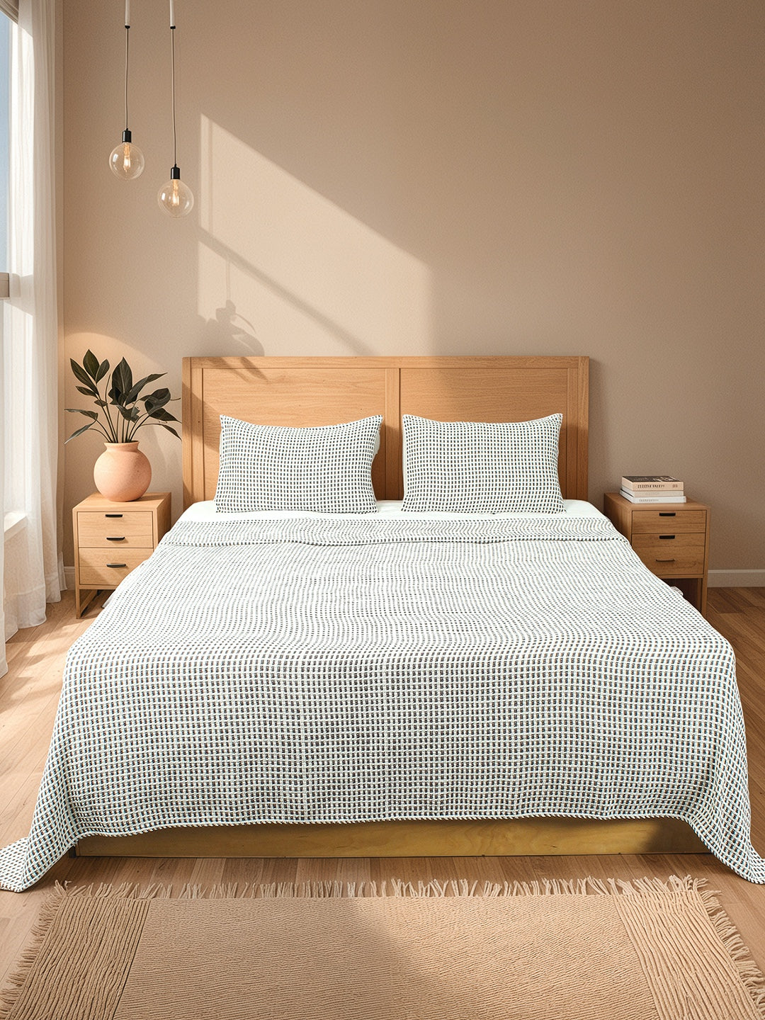 Girnar Double Bedcover (Grey)