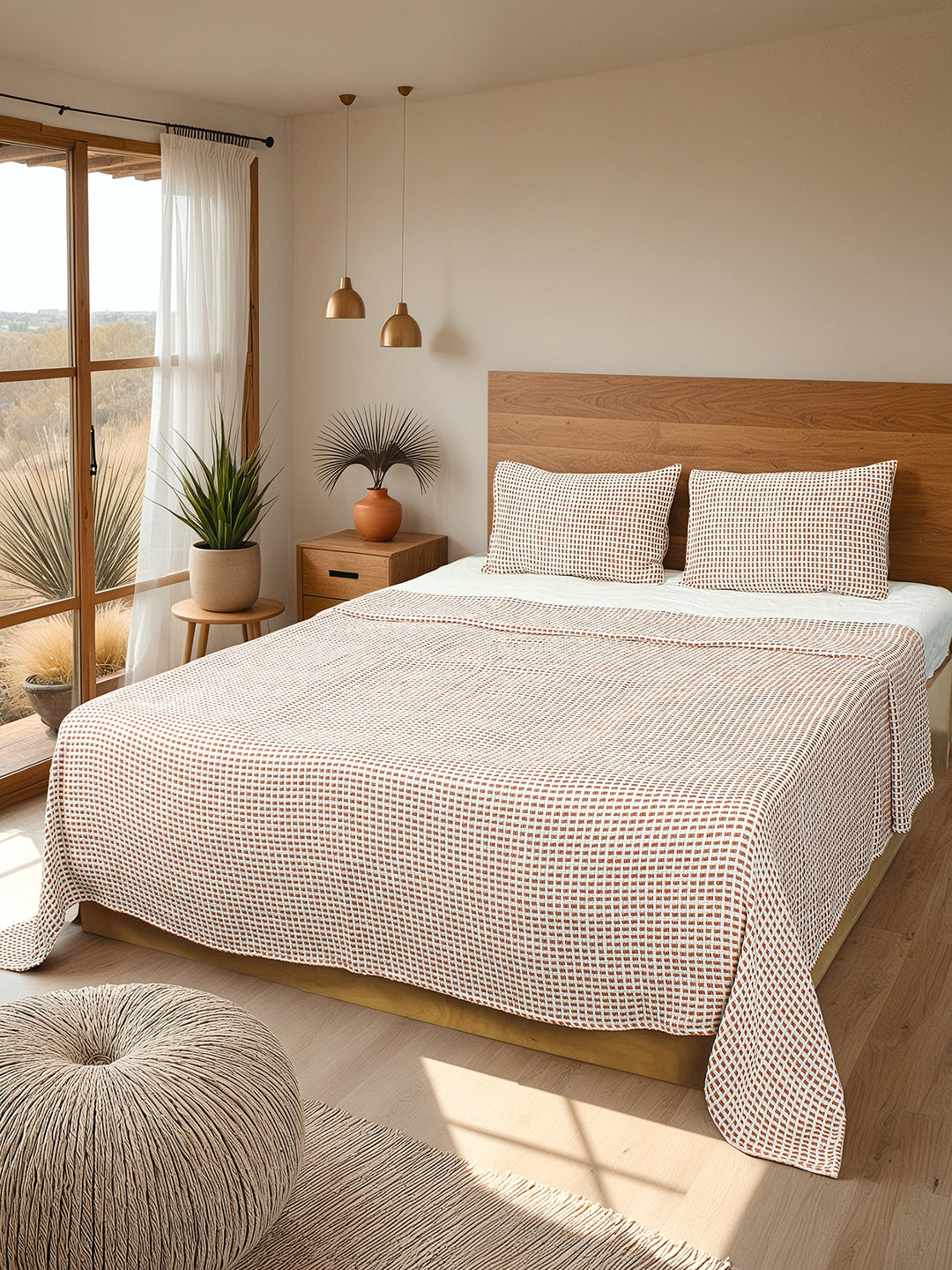 Girnar Double Bedcover (Rust)