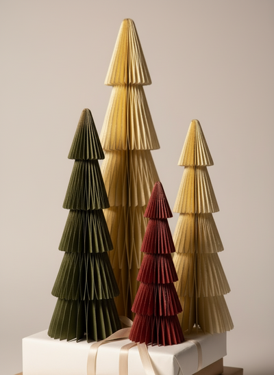 Off-white Christmas Tree With Gold Glitter Edging