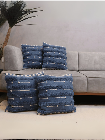 Blue Horizon Tufted Cushion Cover - Set of 5