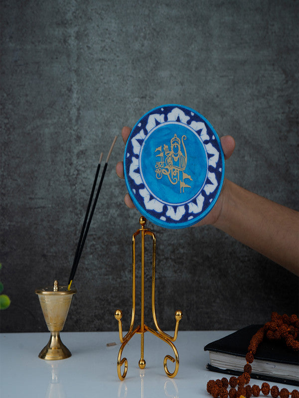 Blue Pottery Showpiece - Jai Shree Ram
