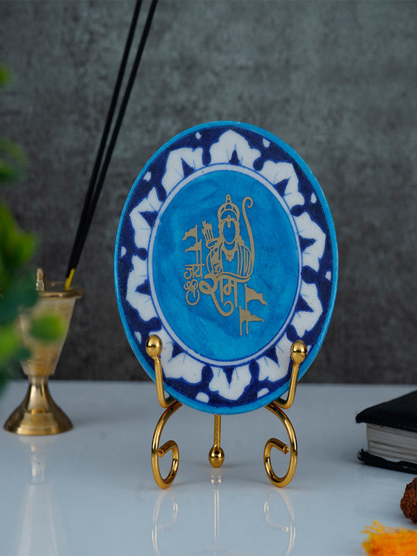 Blue Pottery Showpiece - Jai Shree Ram