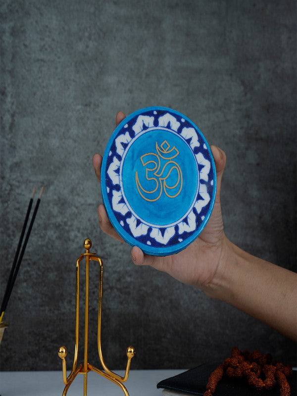 Blue Pottery Showpiece - Om