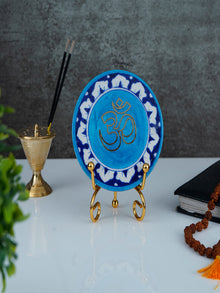 Blue Pottery Showpiece - Om