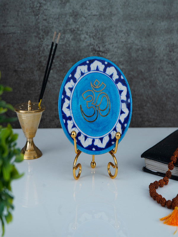 Blue Pottery Showpiece - Om