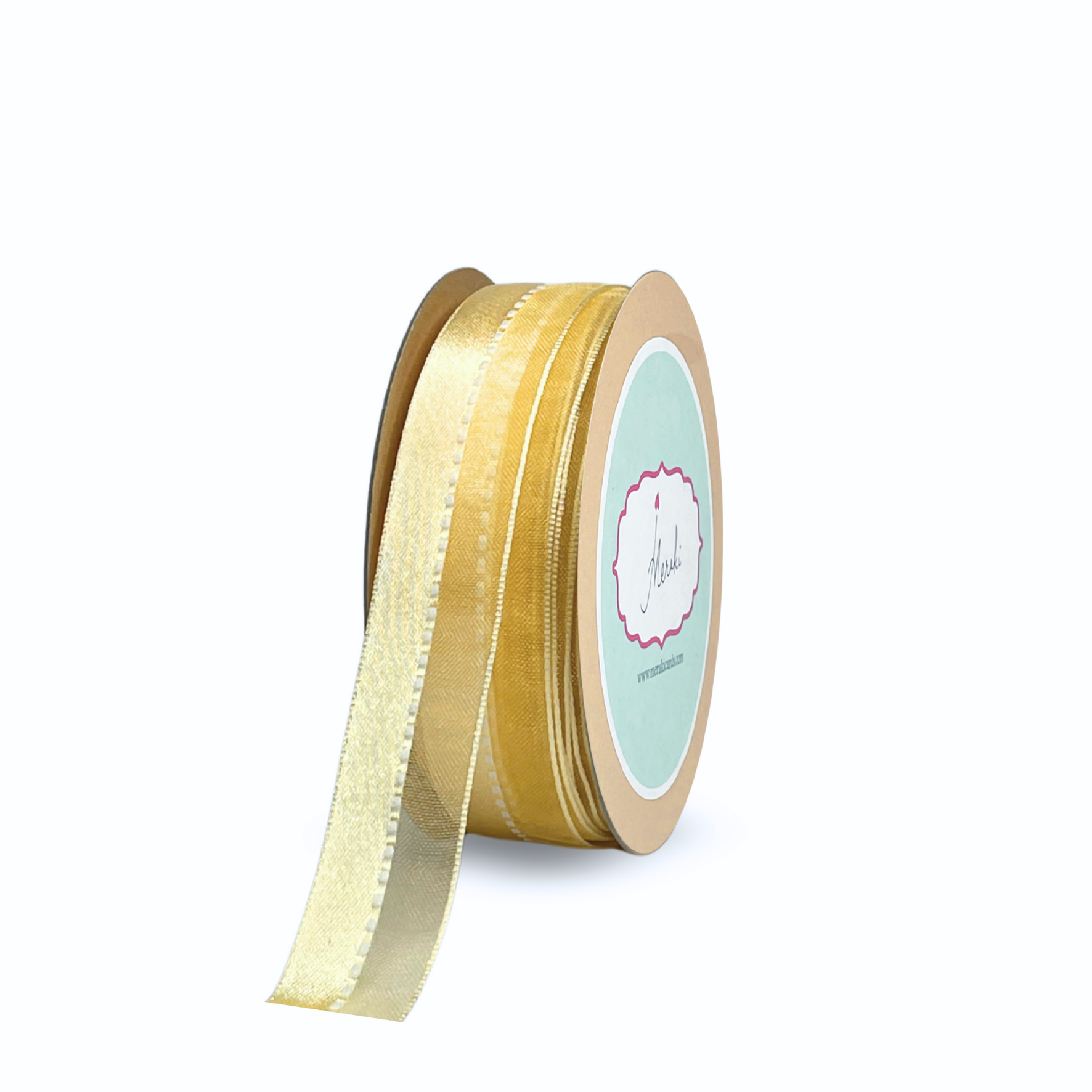 Half Satin Half Sheer Ribbon with Stitches