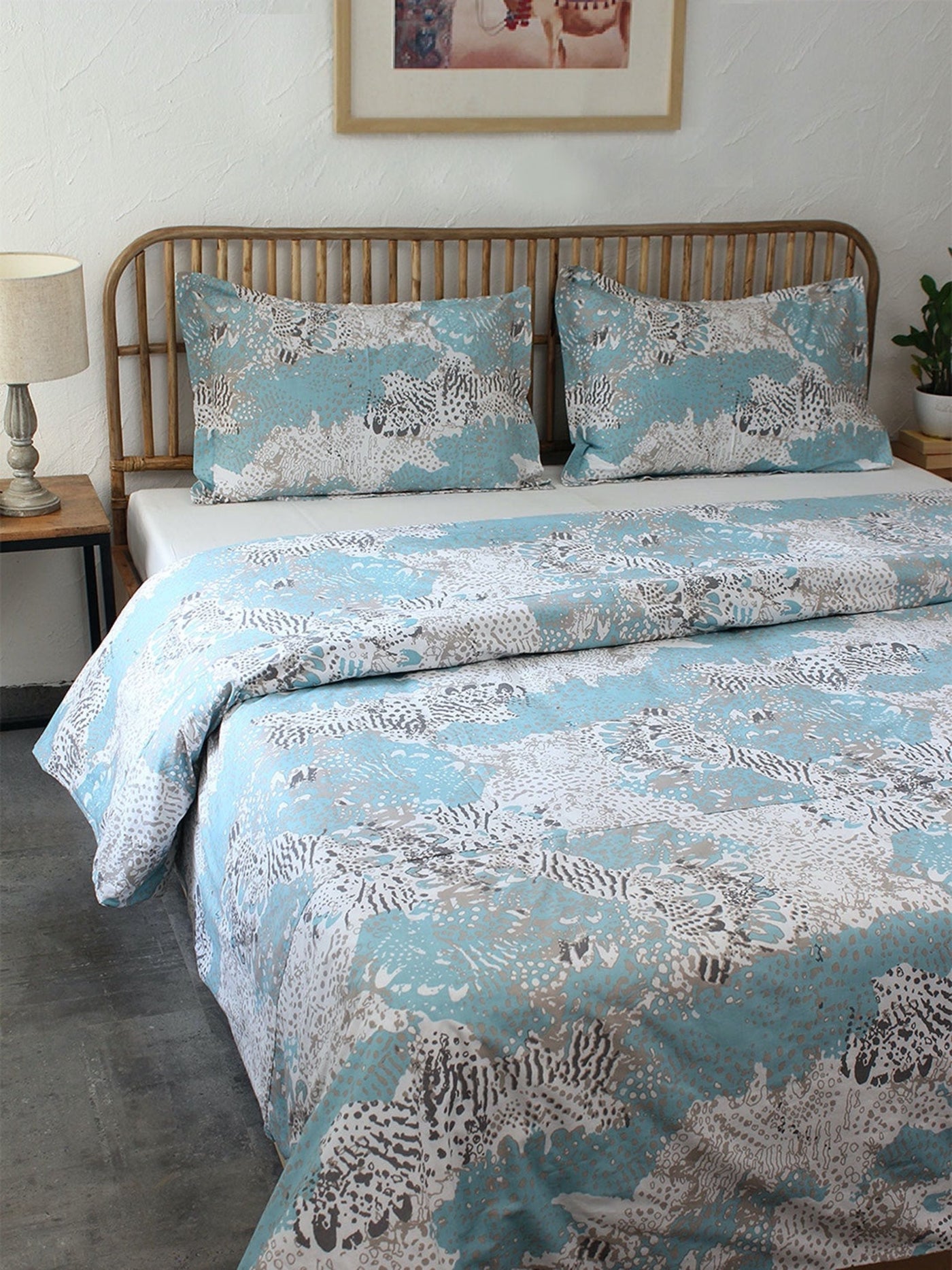 Mashak Bed Set (Duvet Cover + Bedsheet) - Blue