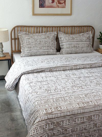 Sanchi Bed Set (Duvet Cover + Bedsheet) - Grey