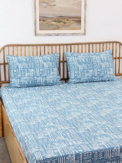 Bed Set - Gamathi (Duvet Cover + Bedsheet) Light Blue