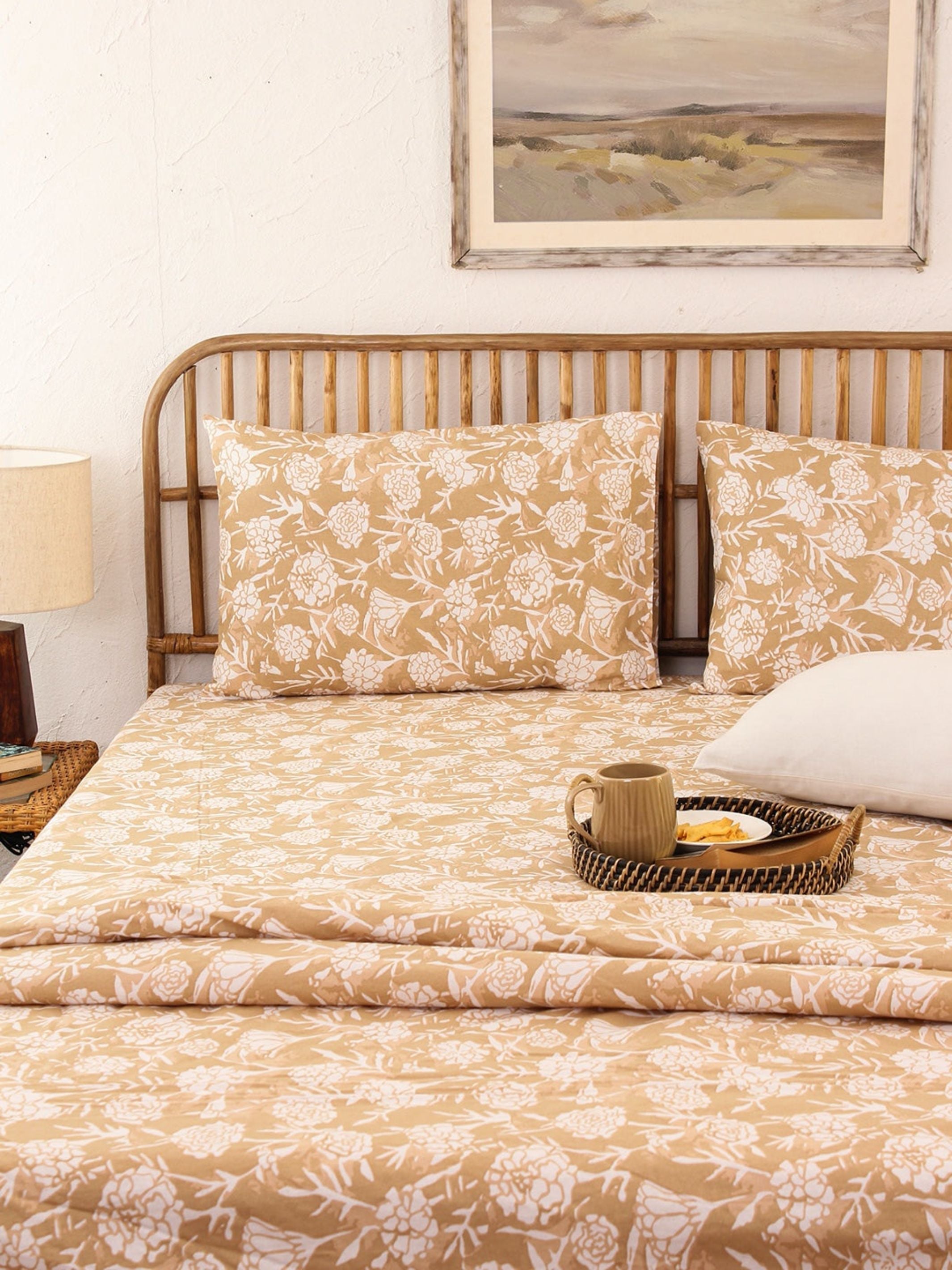 Bed Set - Genda Phool (Duvet Cover + Bedsheet) Beige