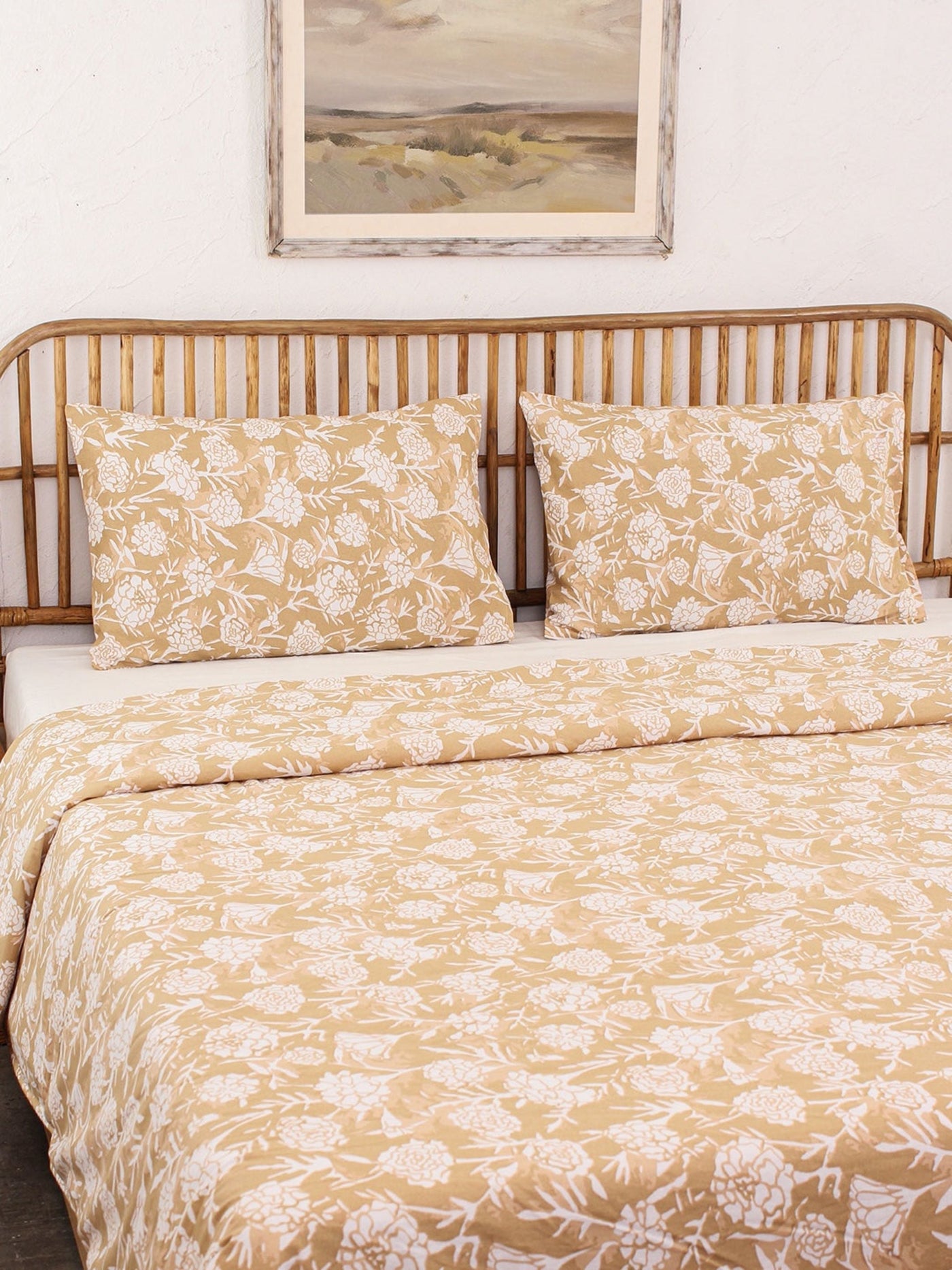 Bed Set - Genda Phool (Duvet Cover + Bedsheet) Beige