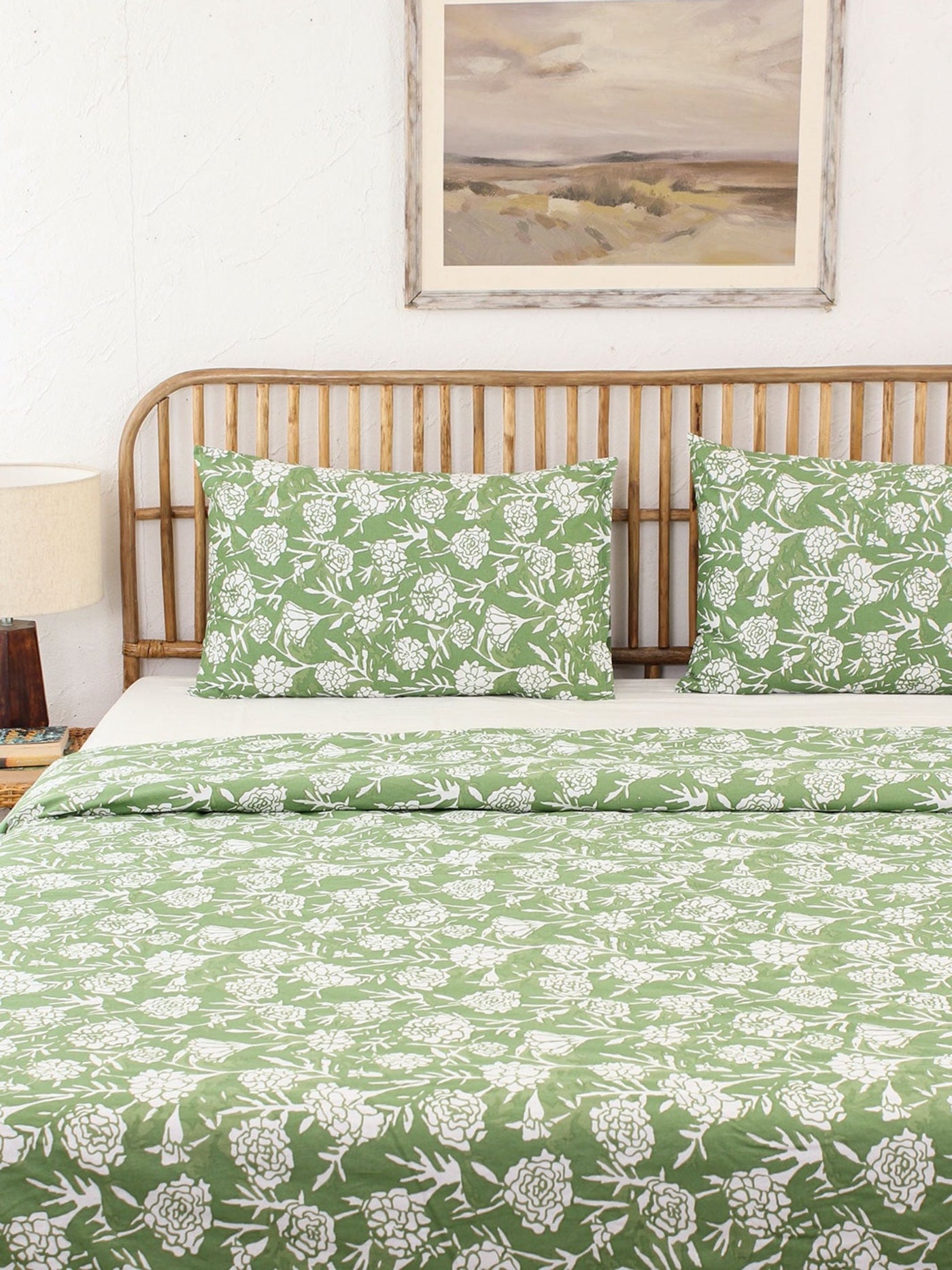 Bed Set - Genda Phool (Duvet Cover + Bedsheet) Green