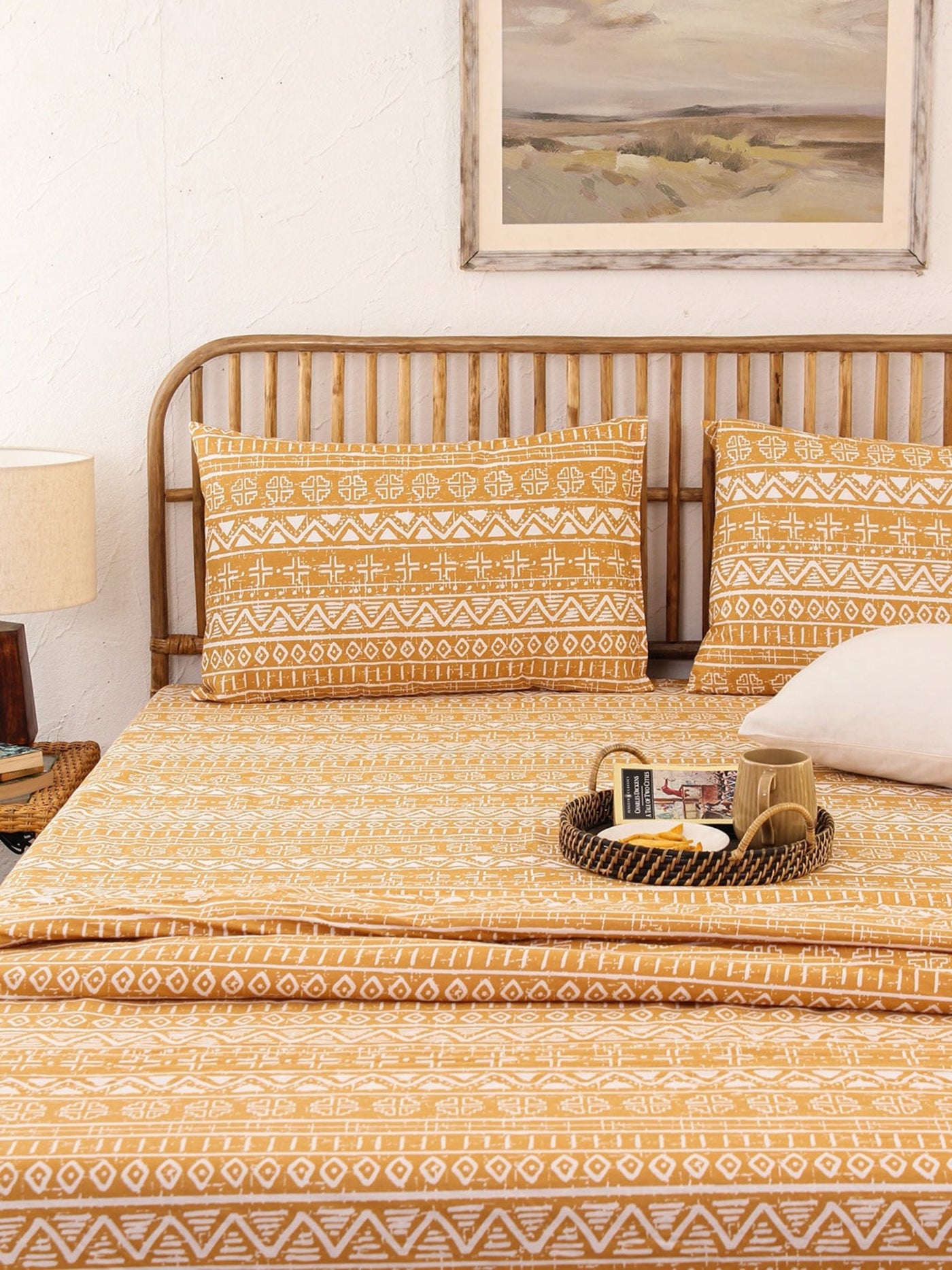 Bed Set - Kullu Patti (Duvet Cover + Bedsheet) Yellow