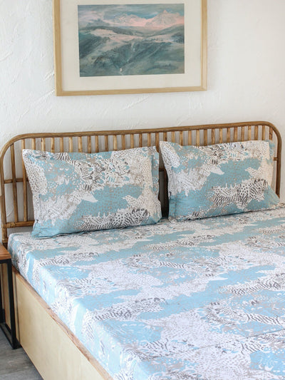 Mashak Bed Set (Dohar + Bedsheet) - Blue