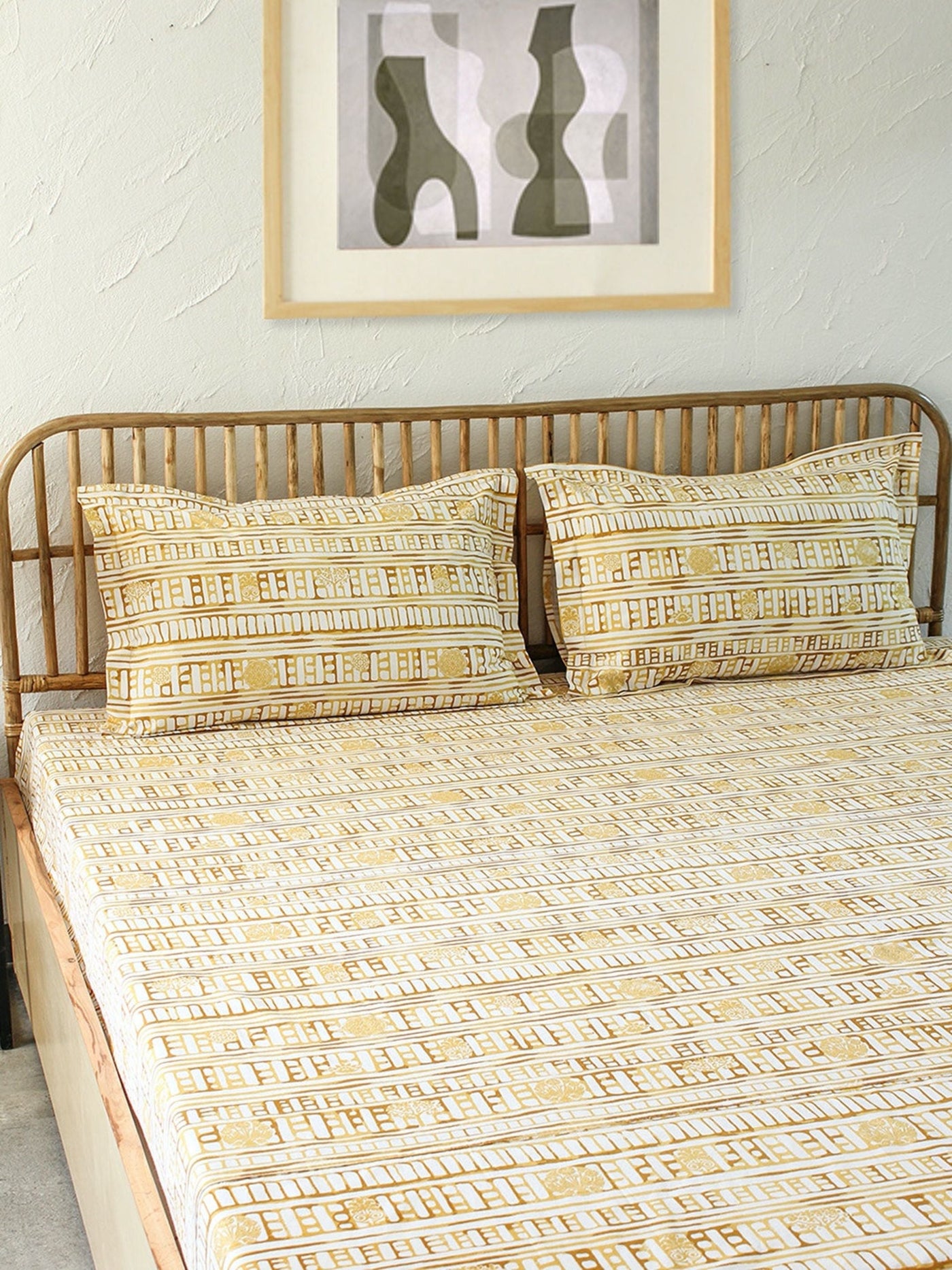 Bed Set - Sanchi (Dohar + Bedsheet) Yellow