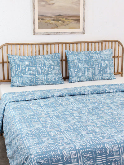 Bed Set - Gamathi (Dohar + Bedsheet) Light Blue
