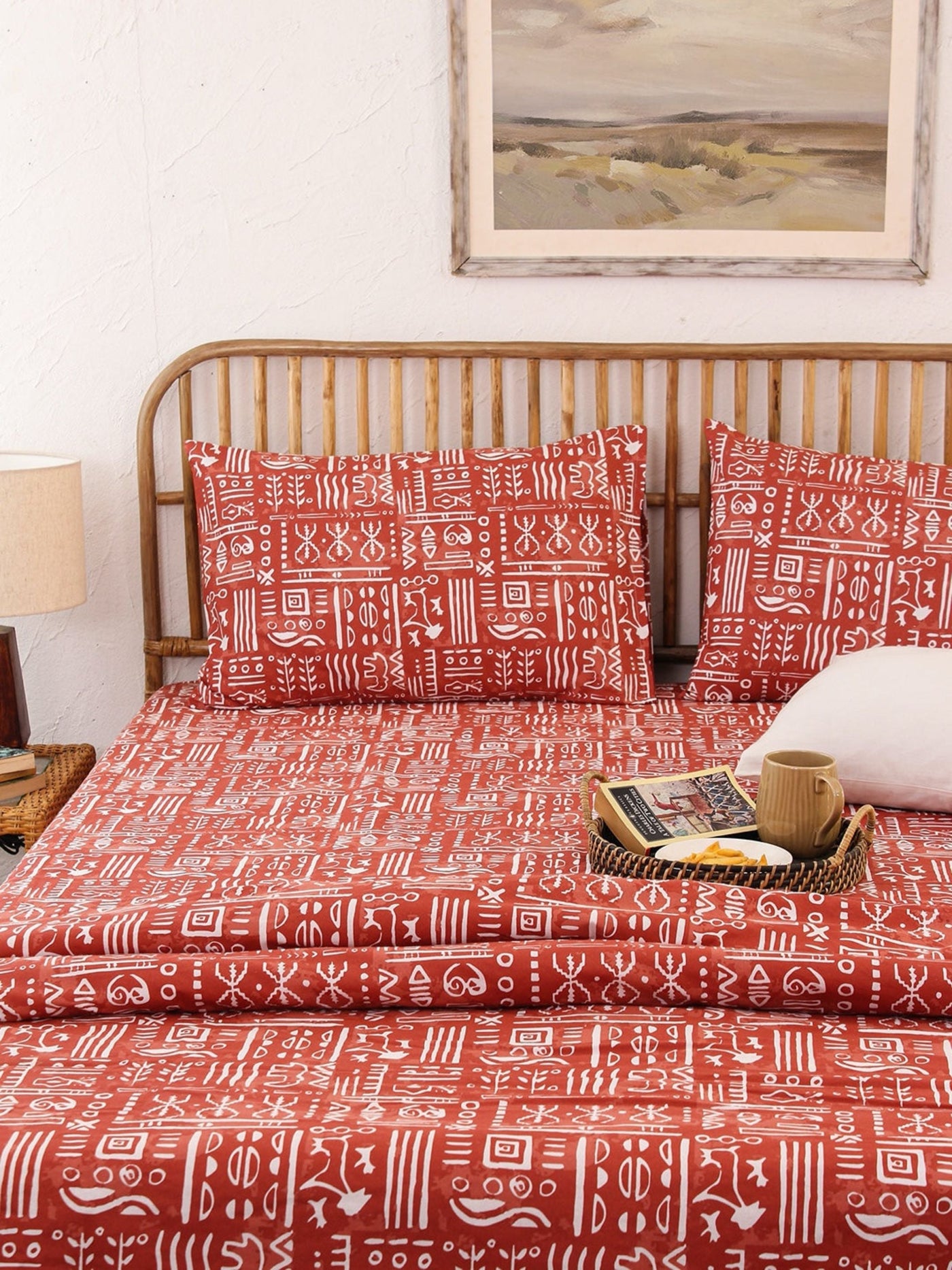 Bed Set - Gamathi (Dohar + Bedsheet) Rust