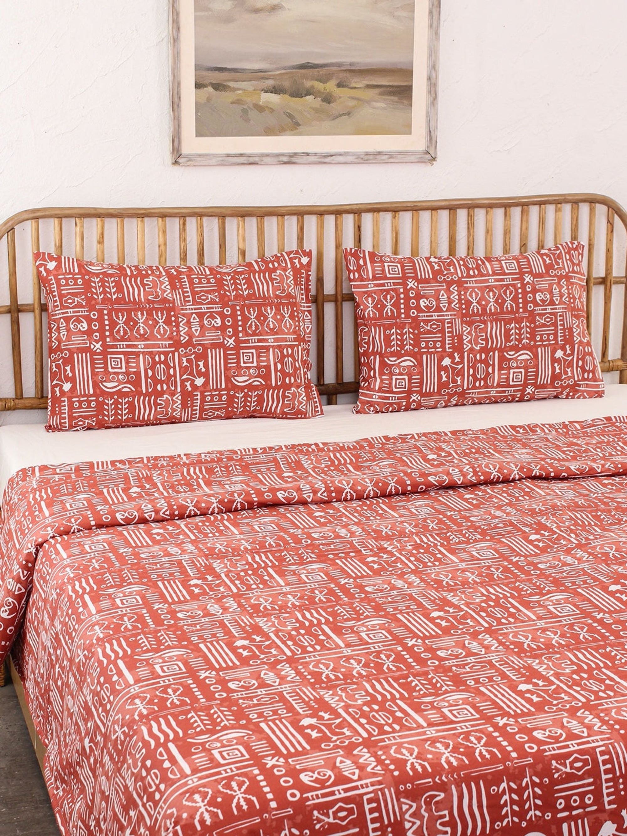 Bed Set - Gamathi (Dohar + Bedsheet) Rust