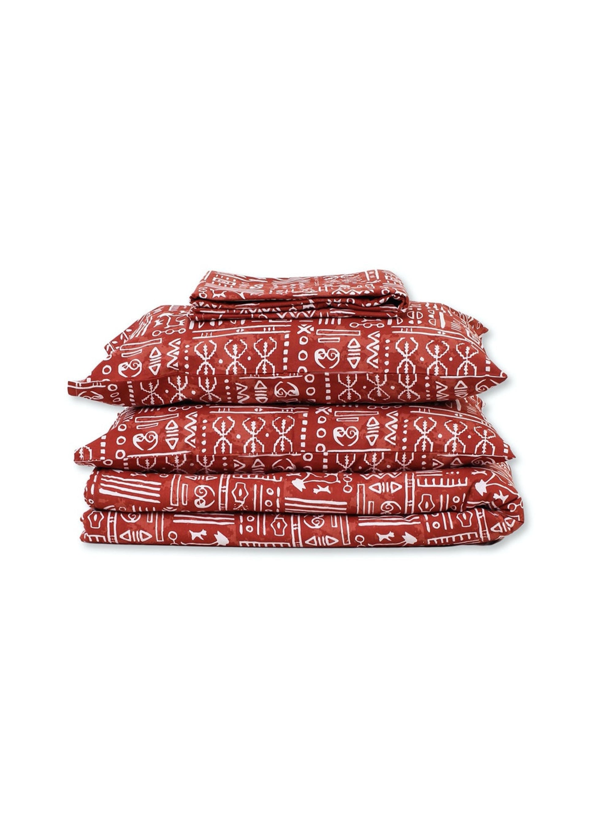 Bed Set - Gamathi (Dohar + Bedsheet) Rust