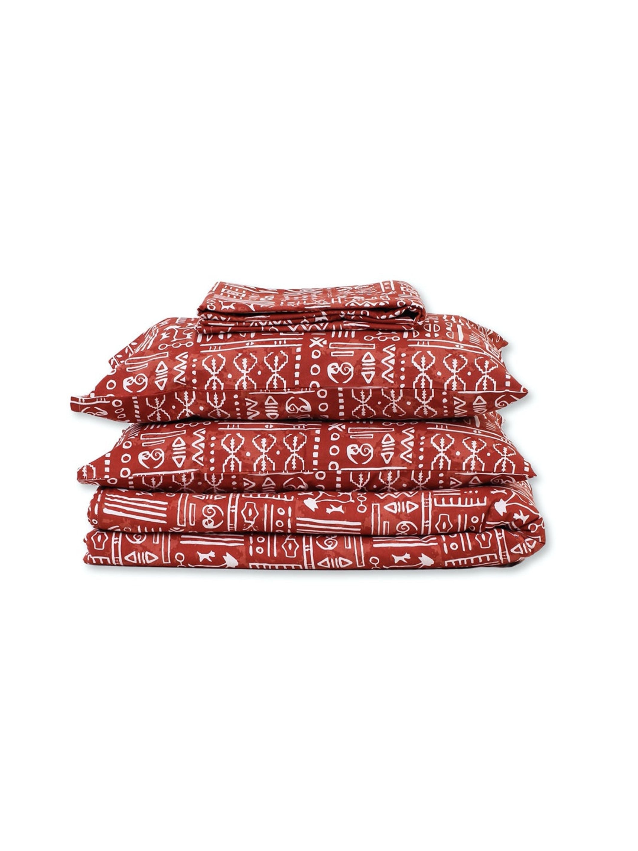 Bed Set - Gamathi (Dohar + Bedsheet) Rust